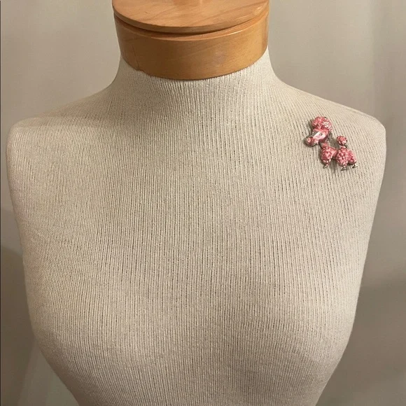 Vintage Pink French Poodle Dog Brooch - Pin Silver-tone Pink Accents - Picture 11 of 16